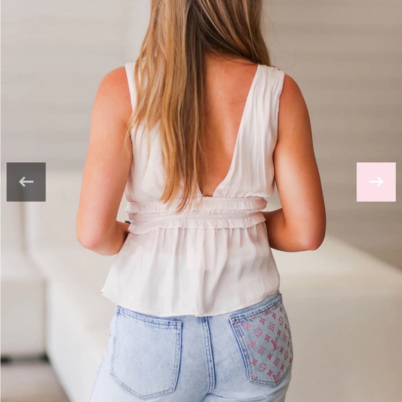 White / Cream Silk Top | White Tank Top - Picture 3 of 7
